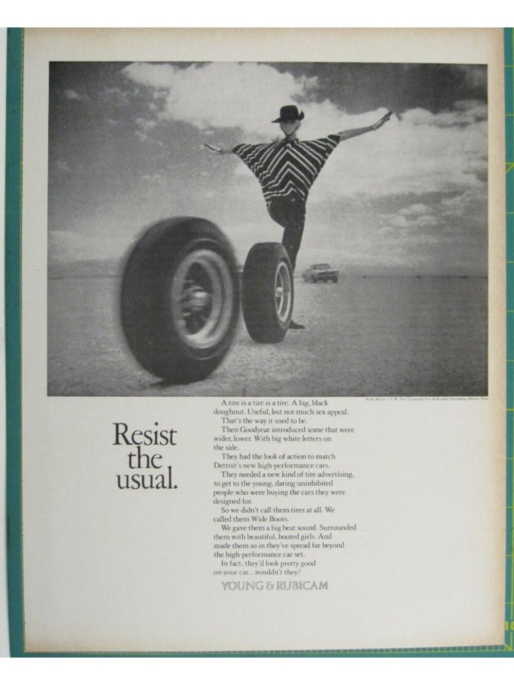 Print Ad Resist Usual Goodyear Wide Boots Tires 1960s Advert MOD Fashion